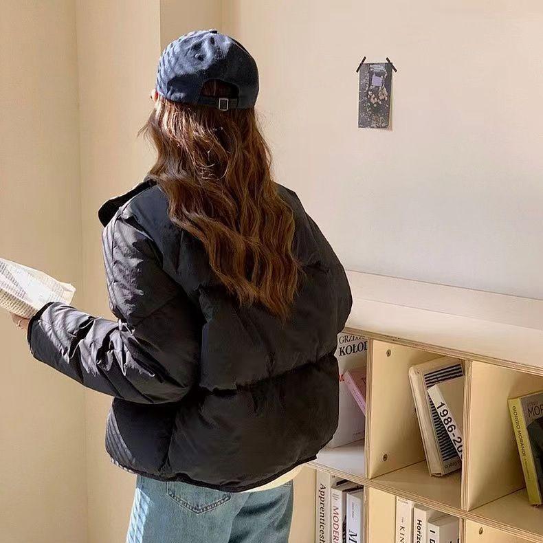 Пуховая хлопковая куртка, женская короткая маленькая однотонная модная куртка для хлеба, теплая зимняя хлопковая куртка