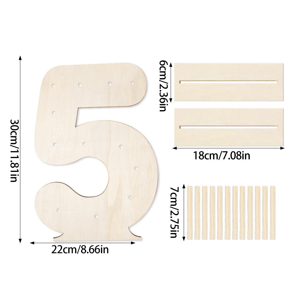 Wood Number Shaped Donut Wall Stand Doughnut Party Dessert Candy Bar Holder Birthday Baby Shower Rustic Wedding Table Decor