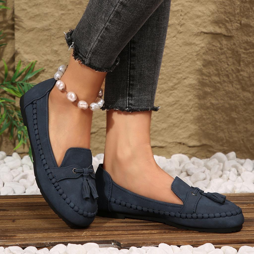 Крупноразмерная женская обувь для внешней торговли, новые однотонные лоферы на плоской подошве со швами, лето 2025, туфли Doudou на один педаль