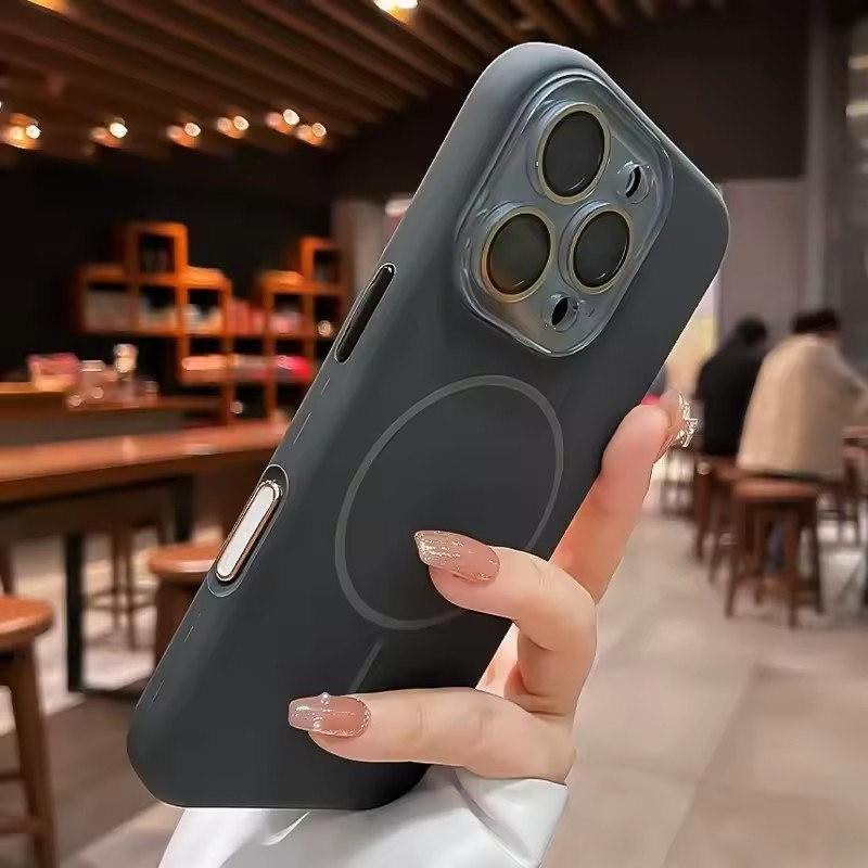 Жидкий силиконовый магнитный чехол Magsafe для iPhone 16 13 14 15 Pro Max Защитное стекло для камеры Крышка кнопки управления камерой