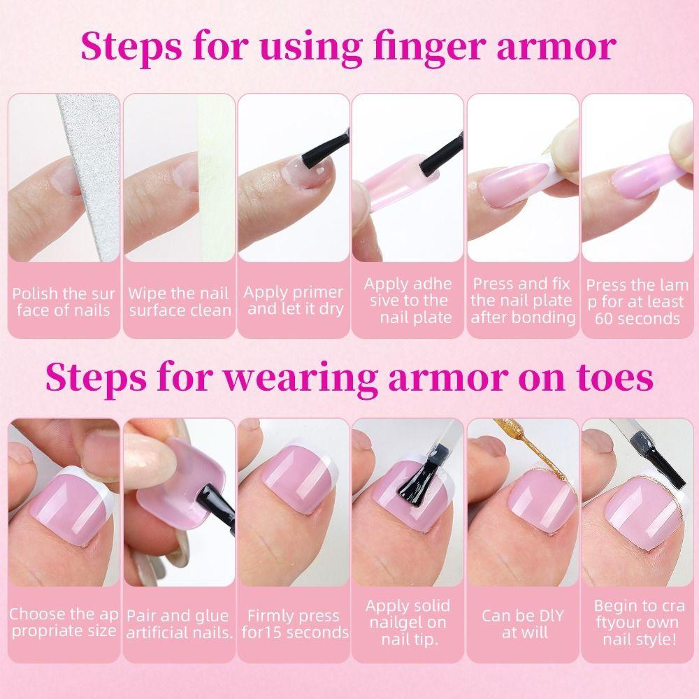 Французский набор накладных ногтей и ногтей на ногах Классические типсы Съемные накладные ногти Сделай сам