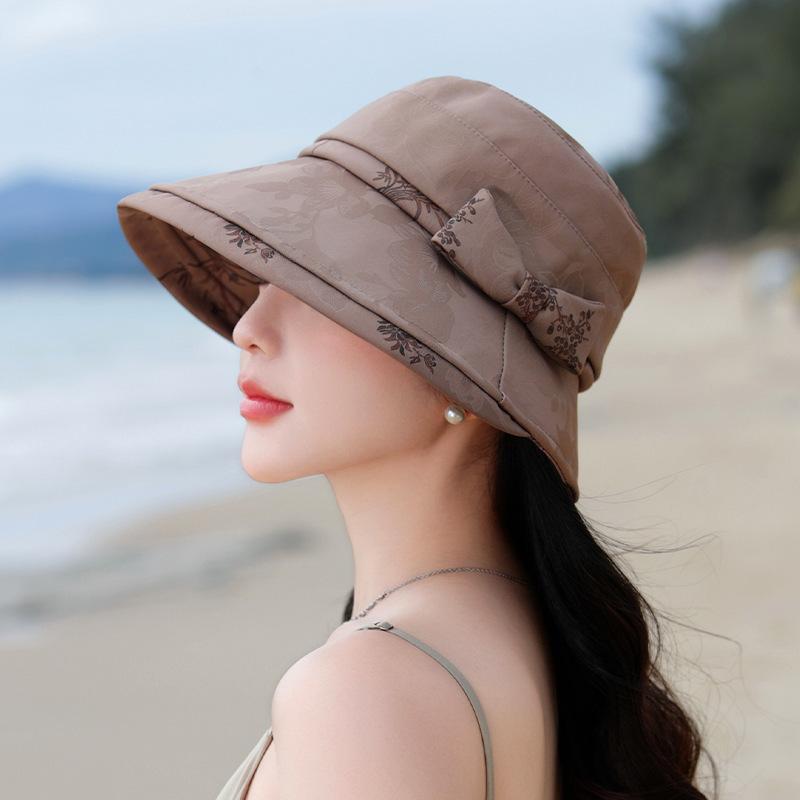 Summer folded bow fisherman hat children show their faces small seaside vacation sunshade sunscreen temperament mother hat