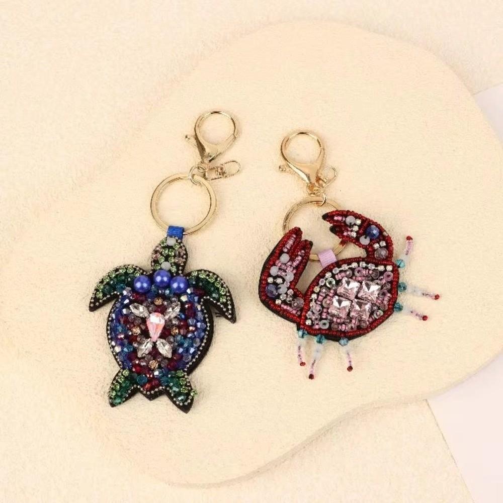 Rhinestone Lobster Keychain Turtle Bag Charm Elegant Beads Bag Pendant Girls