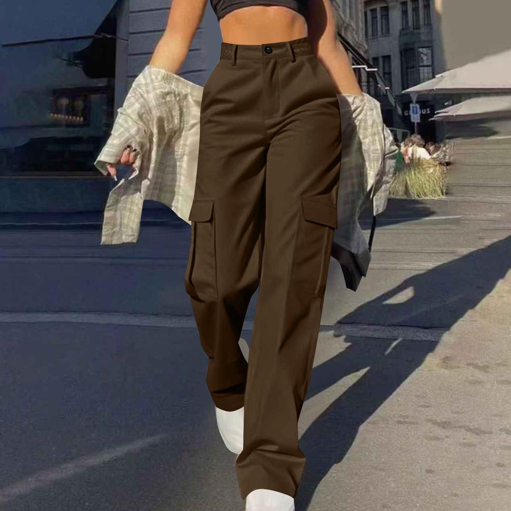 Женские модные повседневные уличные мешковатые брюки-карго с карманами, широкие брюки, свободные комбинезоны, длинные брюки
