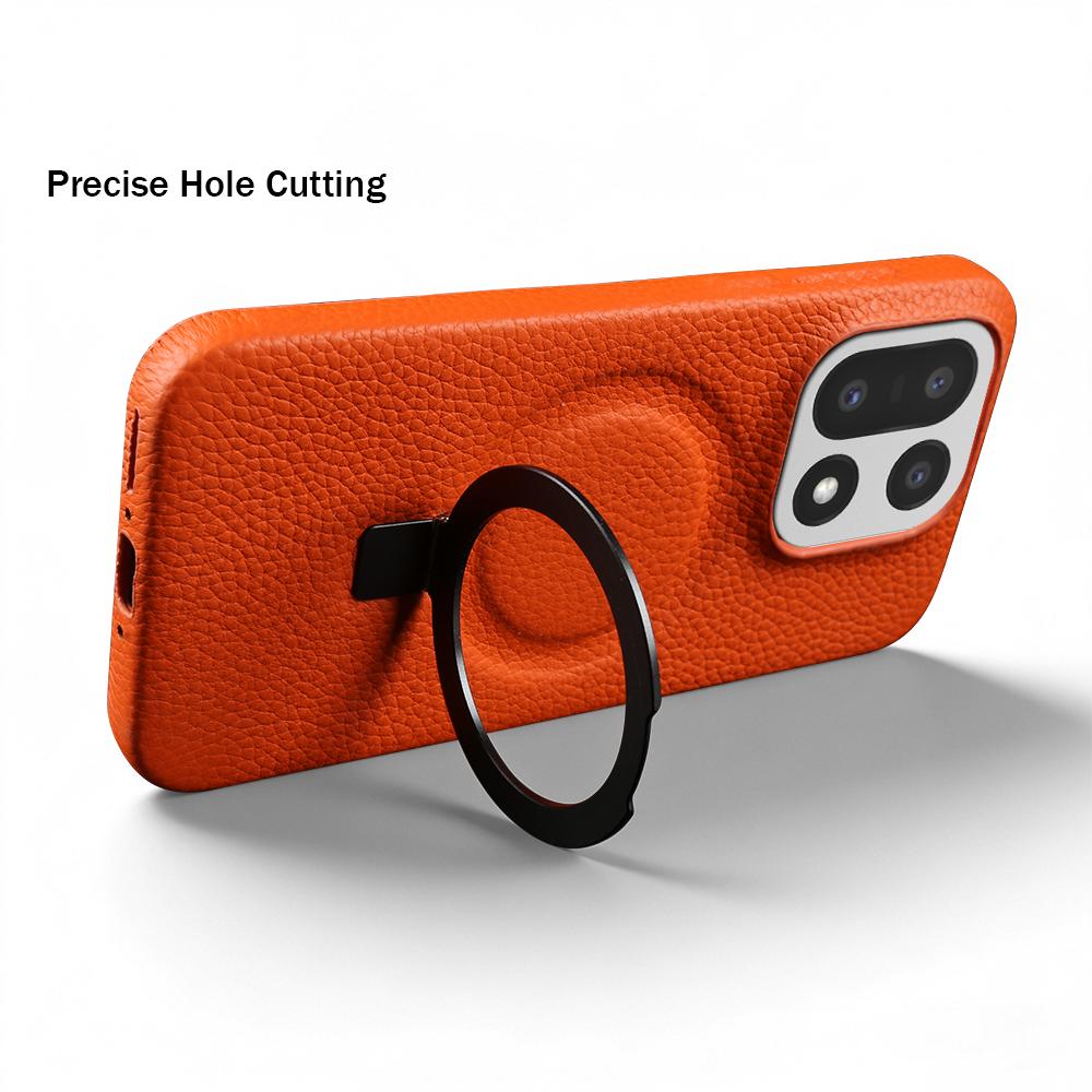 Phone Case For OnePlus 15R 15 13S 13T 13 12 11 Nord N100 CE5 CE3 Ace 5 Pro 6 6T Genuine Leather Case Magnetic Bracket Stand Ring