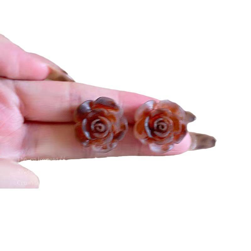 2025 Retro Red Rose Gradient Earrings for Women - Autumn/Winter Edition