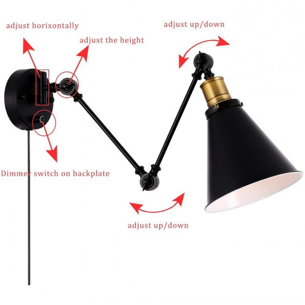 Adjustable Vintage LED Wall Light E27 110-220V Loft Industrial Wall Lamps Retro Bed Bedside Light Black 60W