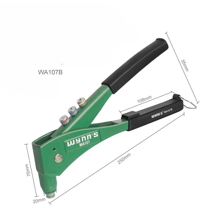 Набор ручных заклепочных пистолетов с 16 размерами головок заклепок, сверхпрочный одноручный заклепочный инструмент для металла, пластика и кожи