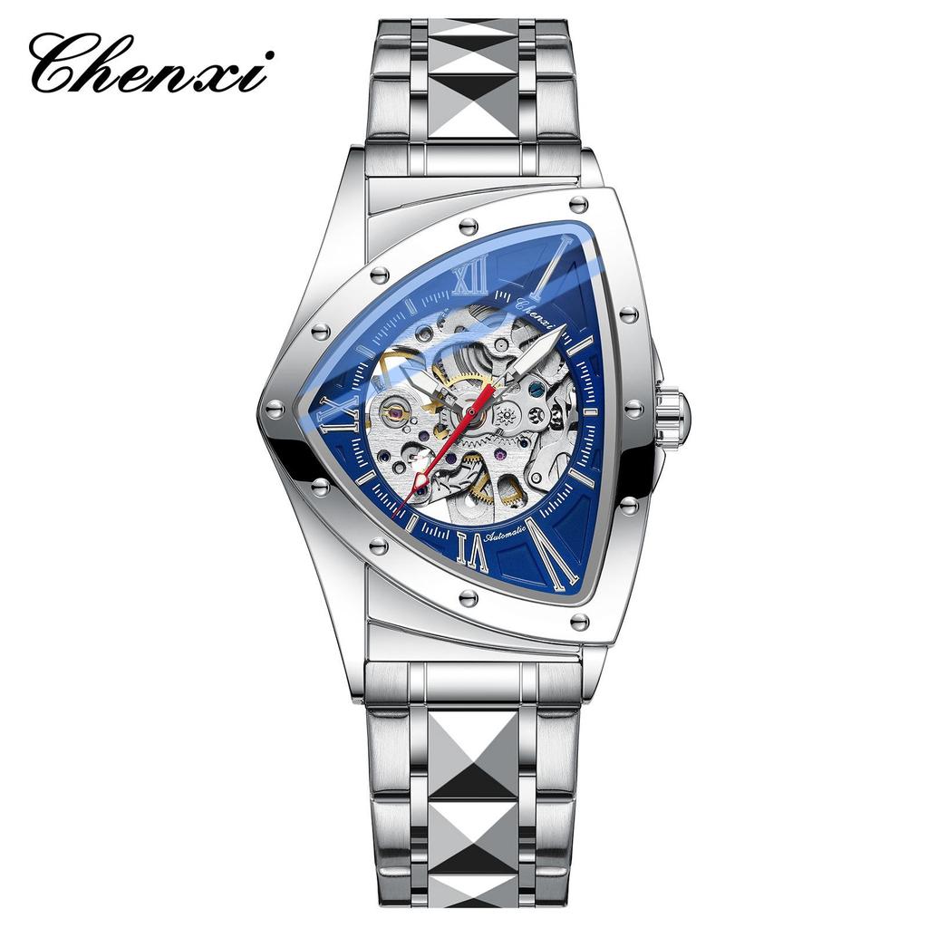 Fashion Chenxi Brand New Men's Mechanical Fully Automatic Cut Out Special-shaped Luminous Waterproof Triangle Watch