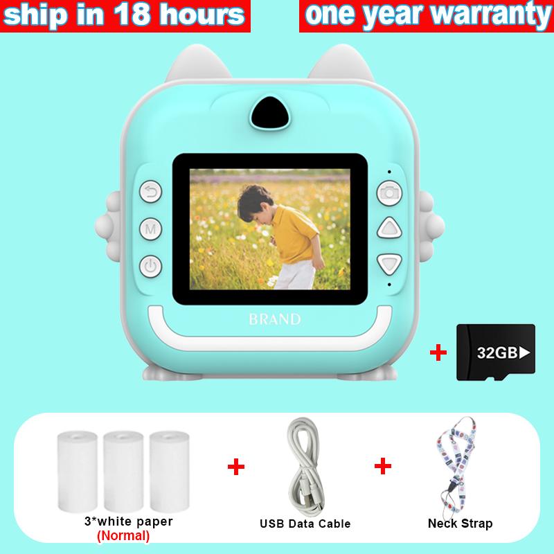 Детская камера с мгновенной печатью, мини-термопринтер, видеоцифровая детская камера для фотографии, развивающие игрушки, подарок
