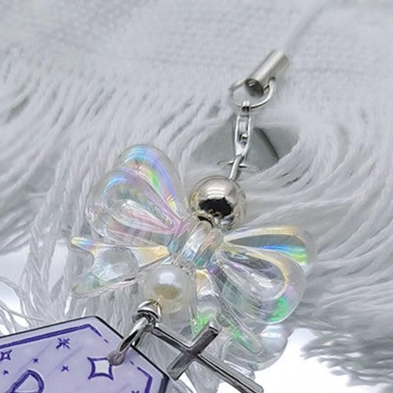 Bowknot Purple Coffin Hanging Pendant Sweet Phone Strap Bag Decoration Portable Hanging Lanyard Gift for Girls Women