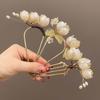 New Chinese Style White Flower Hair Stick For Women Retro Elegant Metal U-shaped Hairpin Hanfu Hair Pin Hair Accessories