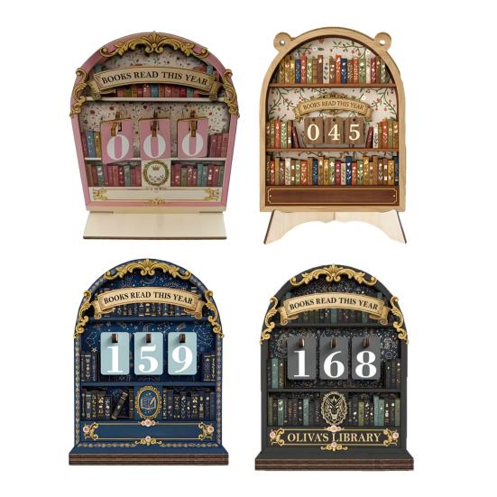 Yousheng Книга Прочитано в этом году Счетчик Деревянный Трекер Достижения Цели Чтения с Цифрами Украшение Книжной Полки Подарок для Любителей Книг Книжного Червя