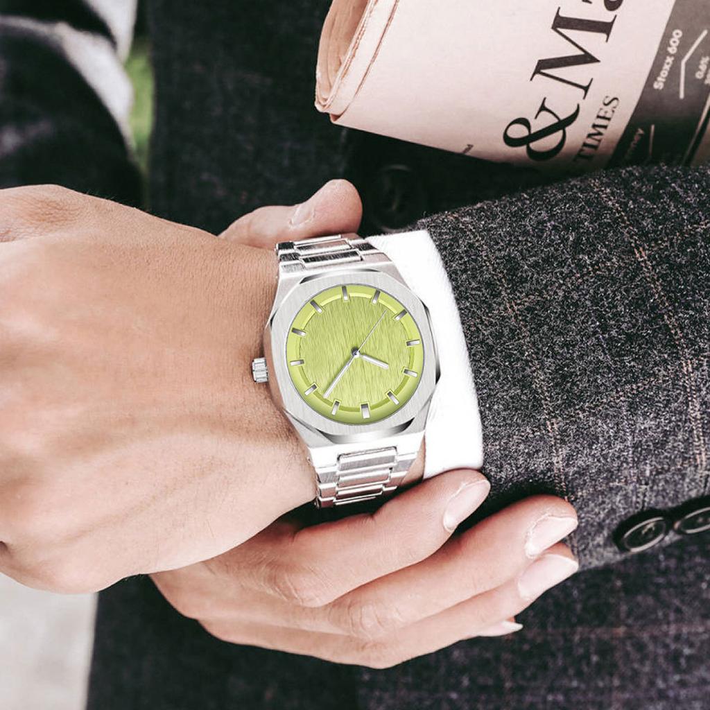 PINTIME Роскошные уникальные часы для мужчин из нержавеющей стали с кварцевыми часами, простой циферблат, деловые мужские часы для вечеринок, модные мужские часы