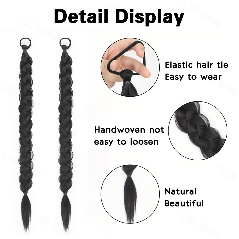 Синтетические волосы с резинкой, накладные волосы, натуральный вид, прямые, длинные, плетеные, хвостики для женщин, для вечеринок, ежедневного использования