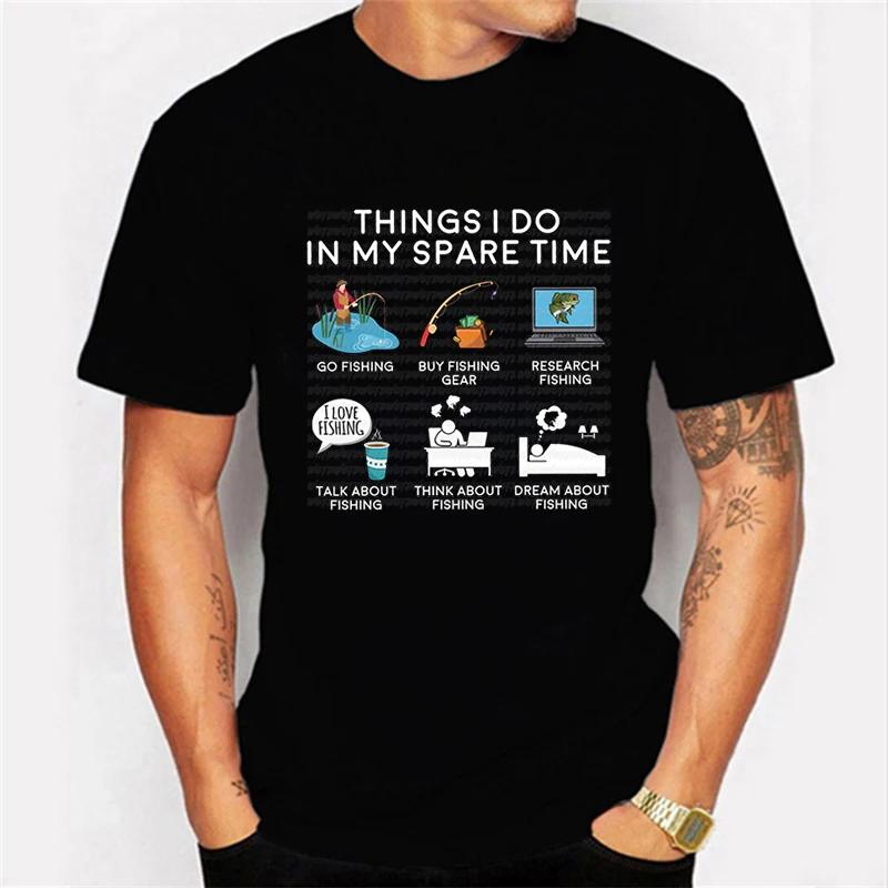 Fishing Things I Do in My Spare Time Shirt Fish Graphic Clothes Unisex Unisex Tshirts Classic T Shirts Tee Tshirts Homme Clothing