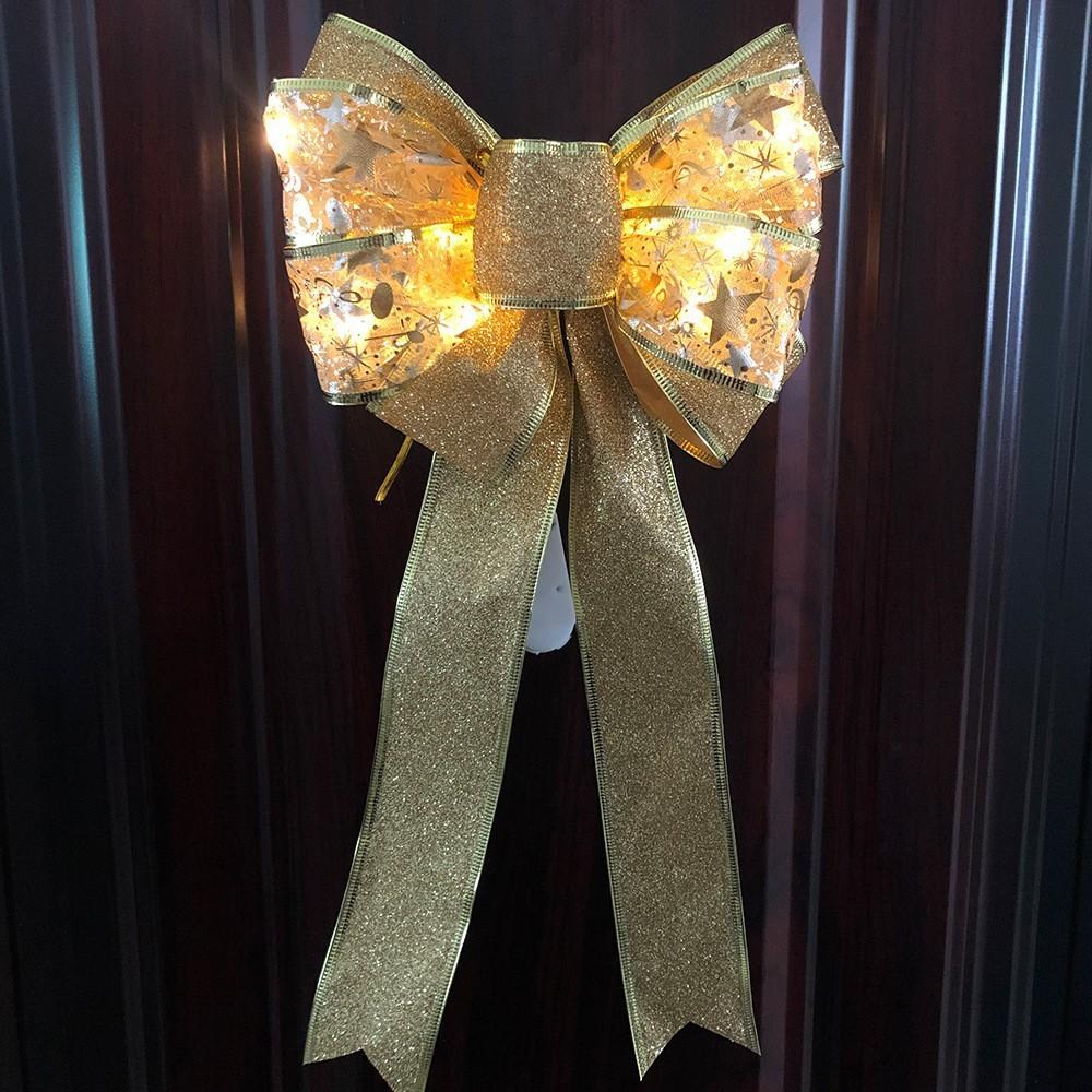 Красочный светодиодный двухслойный бант для рождественской елки, праздничное украшение