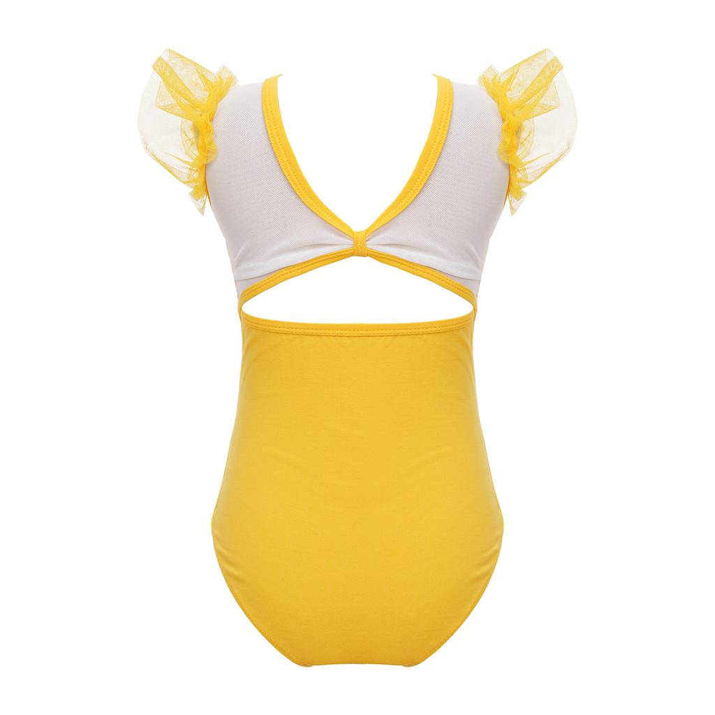 Балетный купальник для девочек с рукавами-крылышками и декоративной отделкой — мягкая эластичная ткань разных цветов