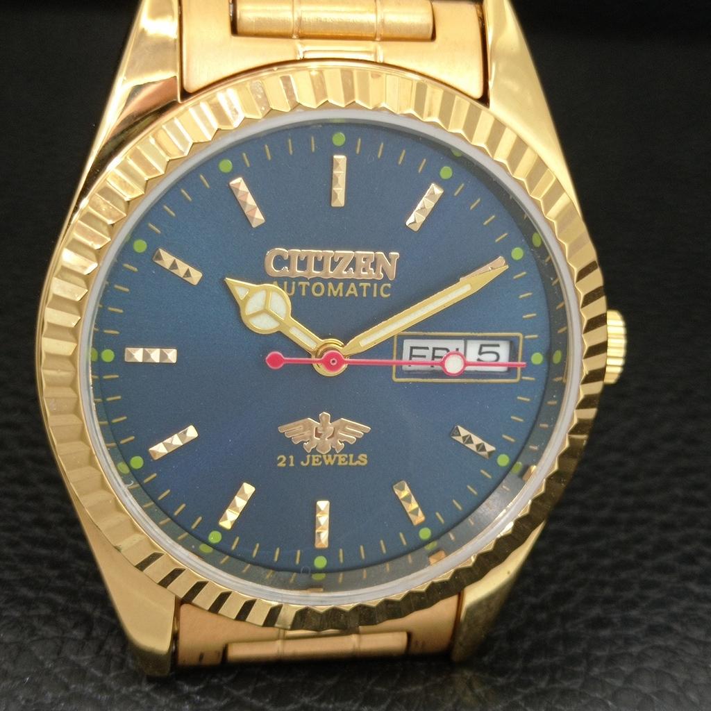 АВТОМАТИЧЕСКИЕ ВИНТАЖНЫЕ ВОССТАНОВЛЕННЫЕ ЯПОНСКИЕ МУЖСКИЕ ЧАСЫ CITIZEN 8200 С СИННИМ ЦИФЕРБЛАТОМ a445357-1