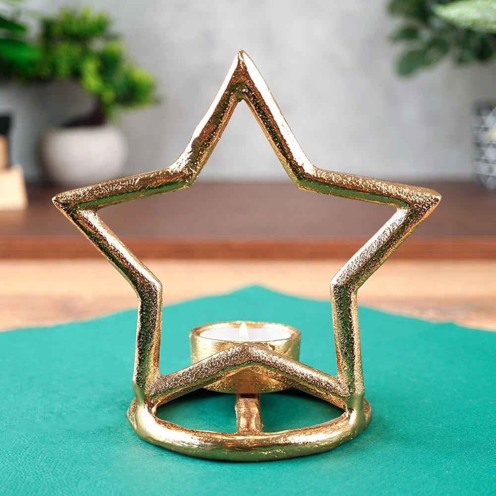 Star Candle Holder Metal Gold Christmas Tealight Candle Stand