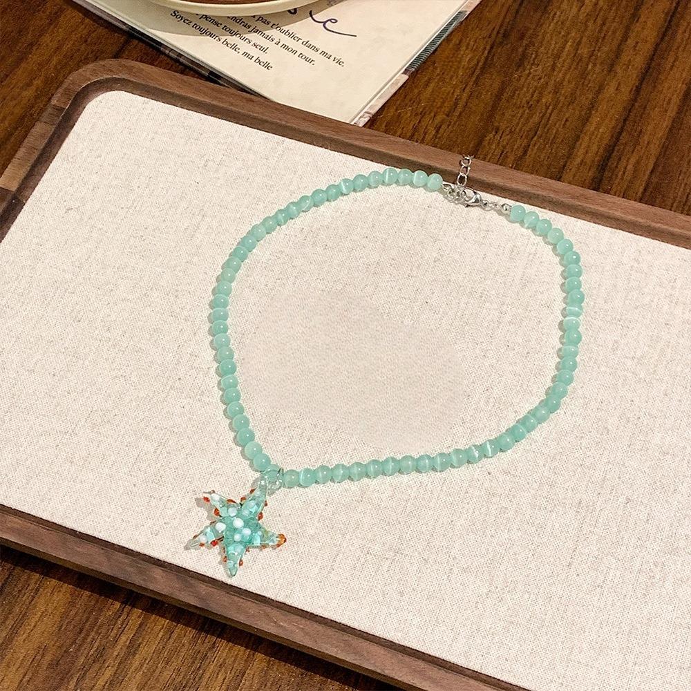 Акриловая starfish dots necklace Бохо Дофамин Звезда-морская звезда Бусины Чокер Фотоаксессуары Уличные украшения Летняя цепочка на ключицы