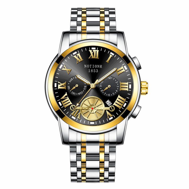 Мужские модные часы с турбийоном Кварцевые часы Модные деловые спортивные мужские часы Часы из нержавеющей стали Мужские часы со стальным браслетом