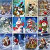 5D Diamond Painting Snowman Full Round Drill Cartoon Christmas Cards Santa Claus Picture