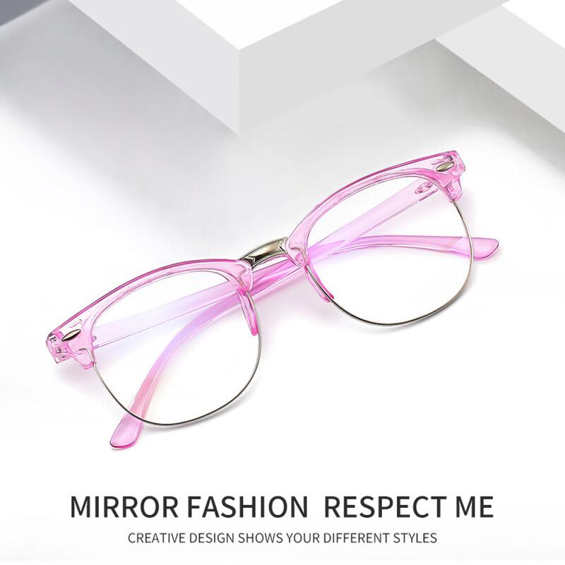 Classic Sunglasses Retro Rice Nail Half Frame Sunglasses Fashion Color Film Reflective Glasses Flat Glasses