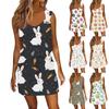 Women's Fashion Casual Easter Printed Sleeveless Drawstring Dress With Pockets