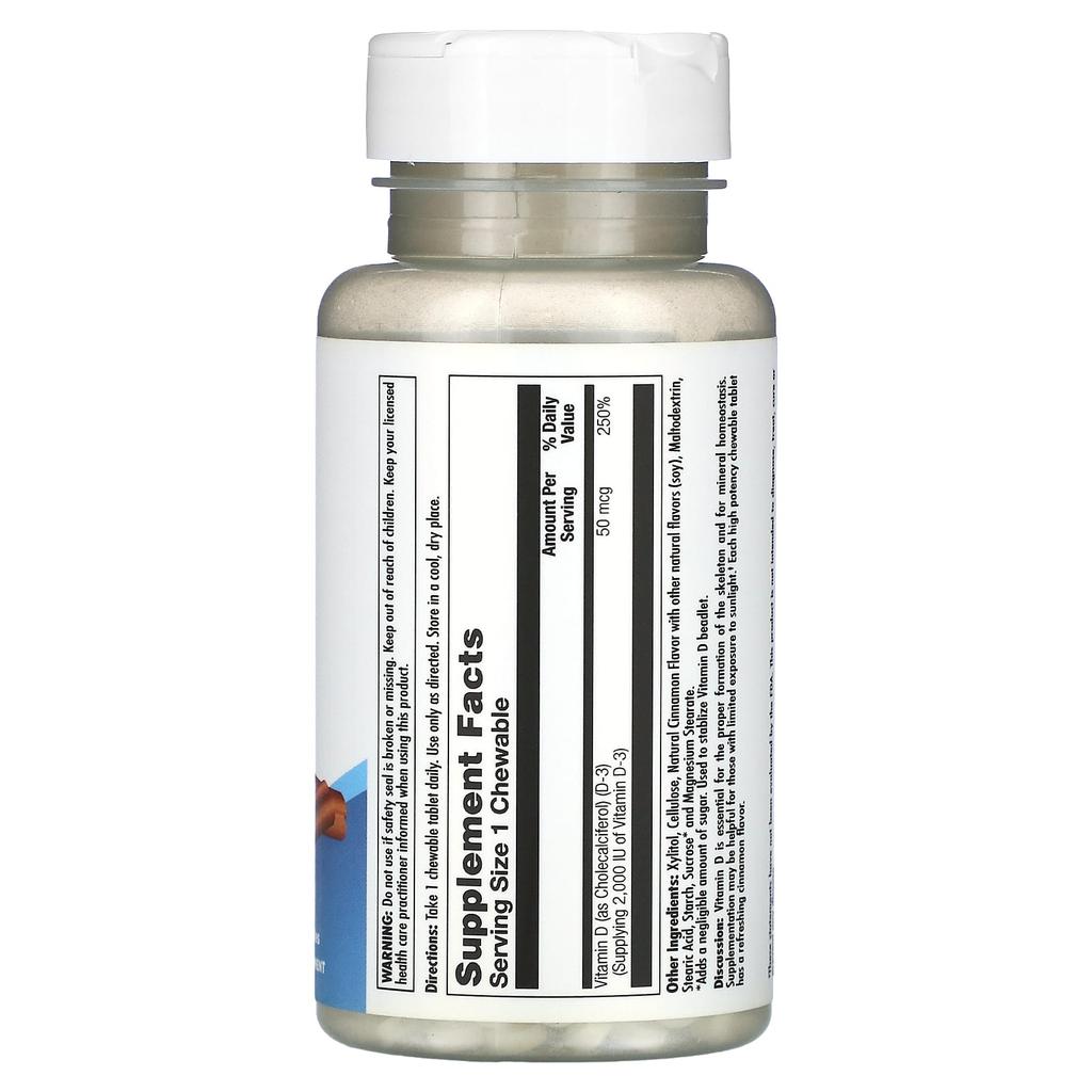 D-3, Cinnamon, 50Mcg(2,000Iu), Chewable 200 Tablets