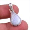 Подвеска из натурального синего кружевного агата ручной работы из твердого серебра 925 пробы 1,25 дюйма F3Z50