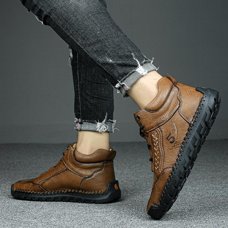 Handmade Genuine Leather Boots Comfortable Ankle Boots for Men Casual Shoes Outdoor Tooling Shoes