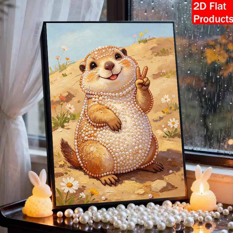 Красивый набор для рисования жемчугом в рамке Милый сурок Знак победы DIY 3D-картина из бисера на холсте Креативное настенное украшение Расслабляющее хобби Подарок для взрослых