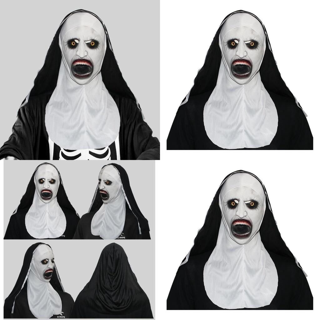 Страшная латексная маска монахини на Хэллоуин, жуткая и устрашающая, вдохновленная фильмами ужасов