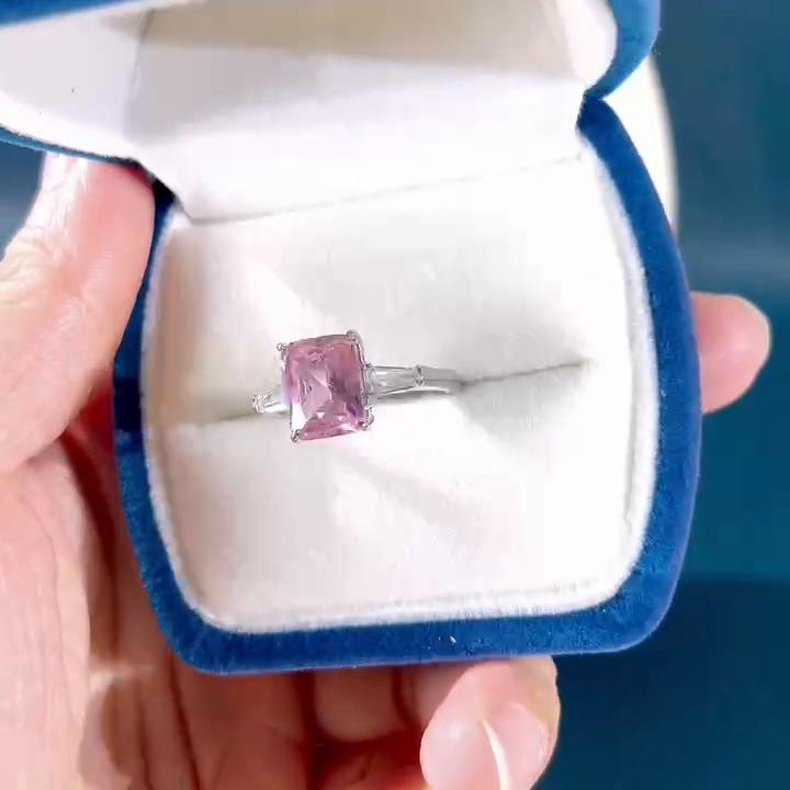 POMOiii Уникальные квадратные кольца с розовым цирконием для девочек, модные аксессуары для вечеринки, роскошный подарок на день рождения, женское кольцо, новые ювелирные изделия