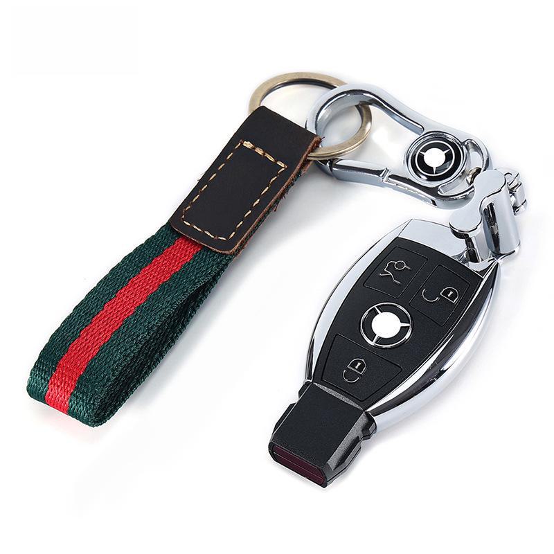 Брелок из нейлоновой полосы с подвеской из натуральной кожи