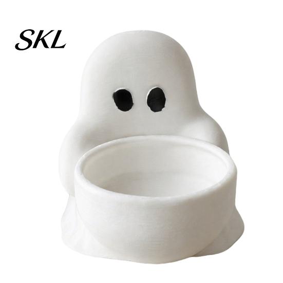 Ghost Themed Home Decoration Halloween Candle Holder, Cute 3D Printed Tea Light Holder for Decor Scented Candles, Small Tabletop Candy Dish