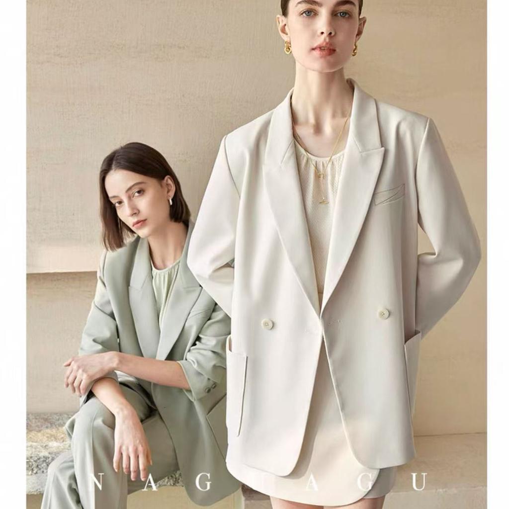 Spring Autumn Fashion Loose Korean Style Blazer Elegant Plus Size Suit Jacket Casual Petite Women