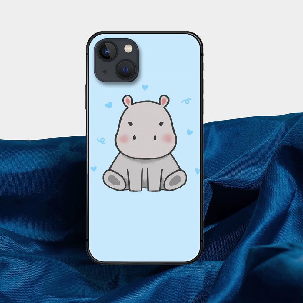 Cartoon Hippo Phone Case For iPhone Samsung Galaxy Redmi Xiaomi Oppo OnePlus Note S A 7 8 9 10 11 12 13 14 20 21 22 23 53 54 Pro Max Plus Ultra