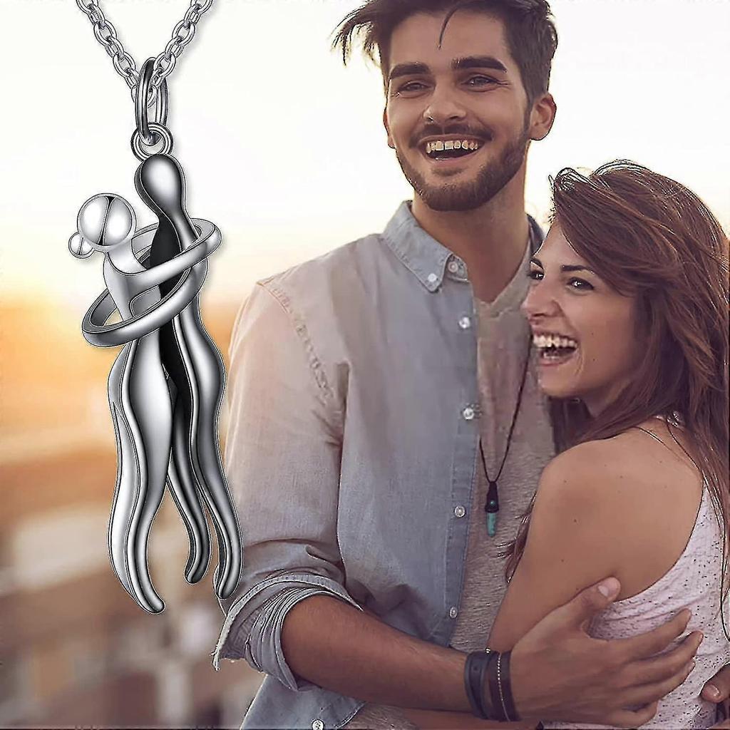 Hug Couple Necklace S925 Sterling Silver Hugging Necklace Beloved Jewelry For Him And Her,lover Valentines Day Gift