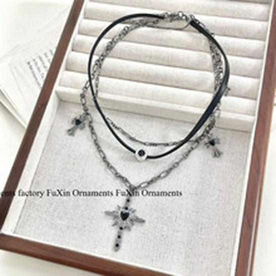 Оригинальное двухслойное ожерелье на ключицу с жемчугом Cross Planet для женщин — легкая роскошь, милый и стильный стиль