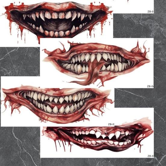 2/5/10/20 шт. Хэллоуин жуткие татуировки рот наклейки шрам татуировки лицо водонепроницаемые временные татуировки вечеринка боди-арт DIY макияж наклейка
