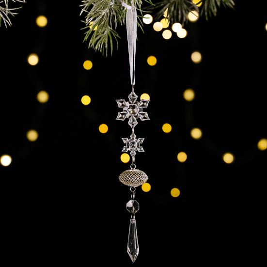 Кристальное украшение для рождественской елки, переливающиеся прозрачные акриловые снежинки, подвесные украшения с подвесками-капельками для рождественской елки, зимней праздничной вечеринки