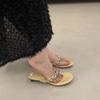 Хит продаж 2025 Мода Круглый носок Носок-клипса Стразы Мягкая подошва Противоскользящие Износостойкие Низкий каблук Шлепанцы Летние Новые Тапочки