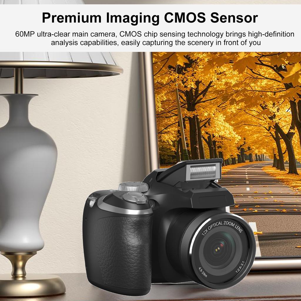 60MP Digital Camera 12X Optical Zoom with 4K Video Recording for Photography Tavel Vlog