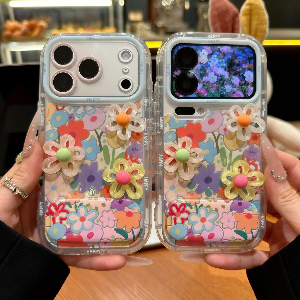 Чехол на весь экран с цветочным принтом для iPhone 14 PLUS, 15, 16 Pro и 17 Promax