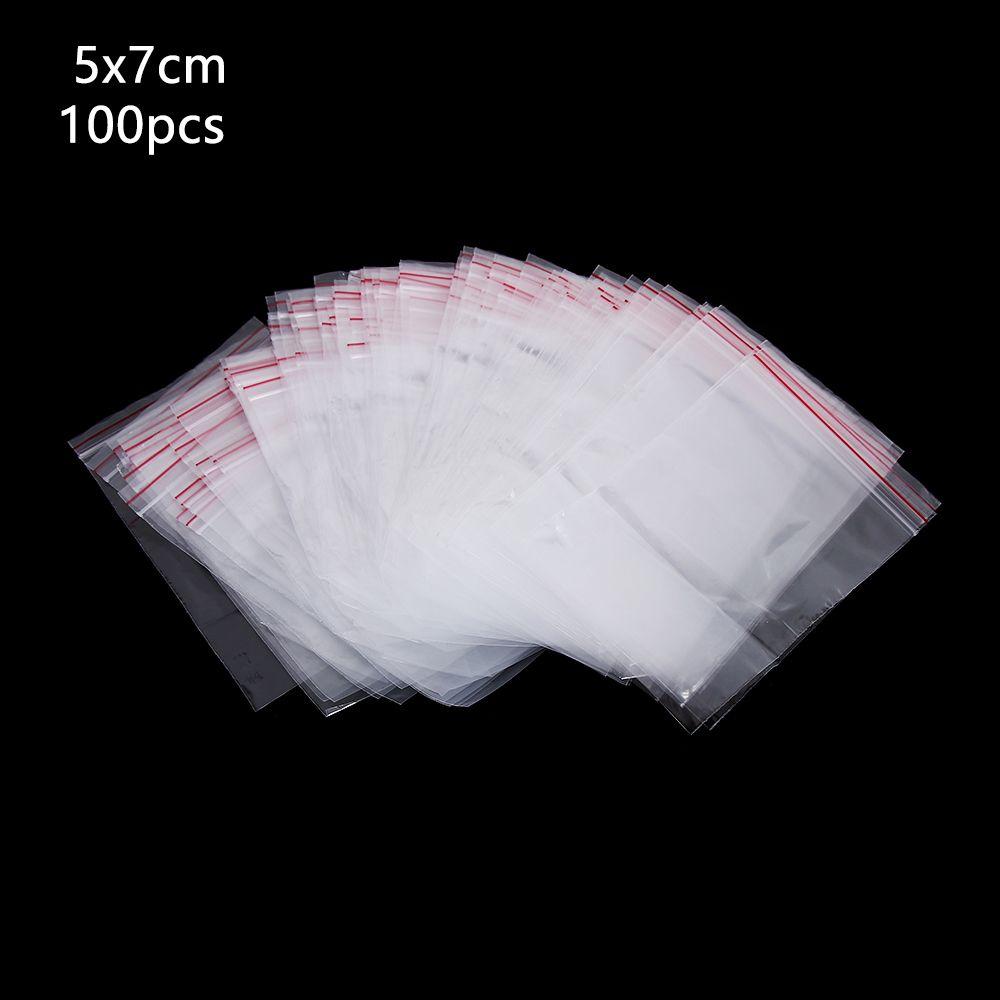 100 Pcs/pack Home Storage Self Adhesive PE Pouch Poly Clear Plastic Jewelry Zip Bags