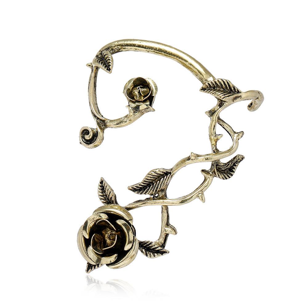 Flower Punk Dark Ear Cuffs Jewelry With Electroplated Finish For Women Fashion