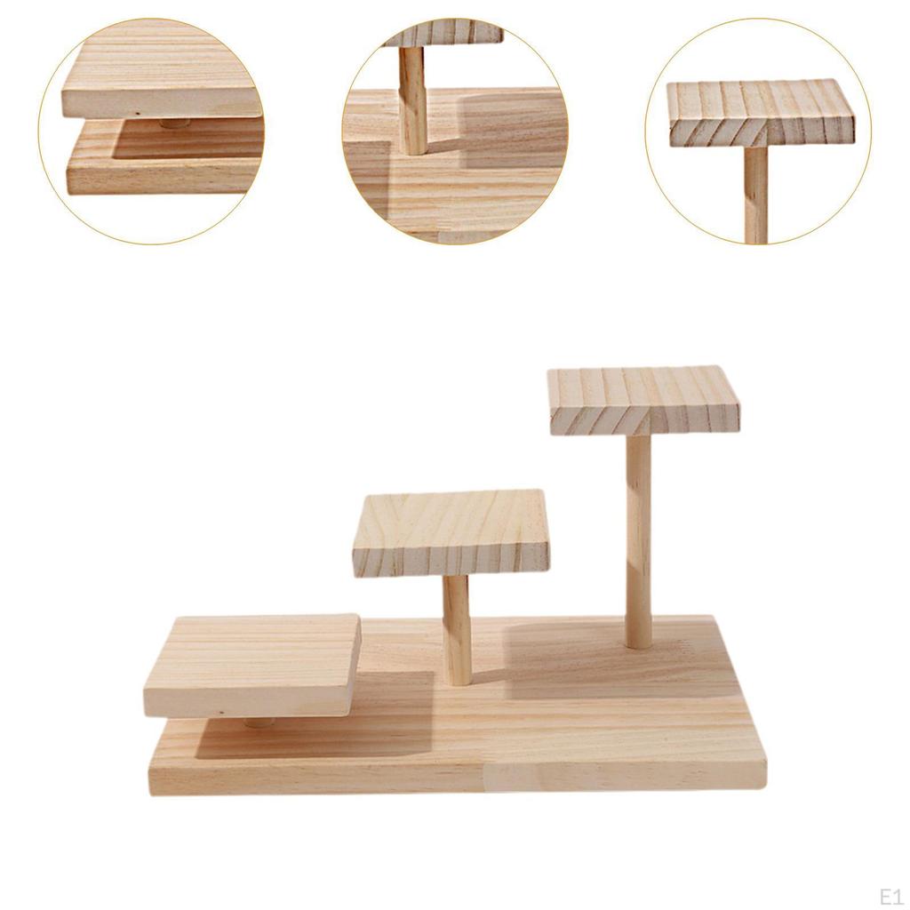 Wood Cake Stand Dessert Holder,Exhibition Stand,Step Ladder Tiered Wooden Plant for Figurine