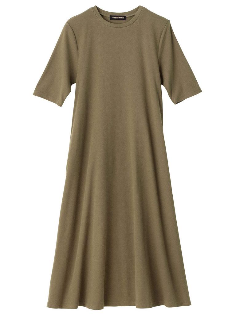 ANGELIEBE Maternity Nursing Mouth Teleco Short Sleeve Dress Prenatal and Postnatal Nursing Clothes Calf Length Khaki 29191302 A-Line M-L